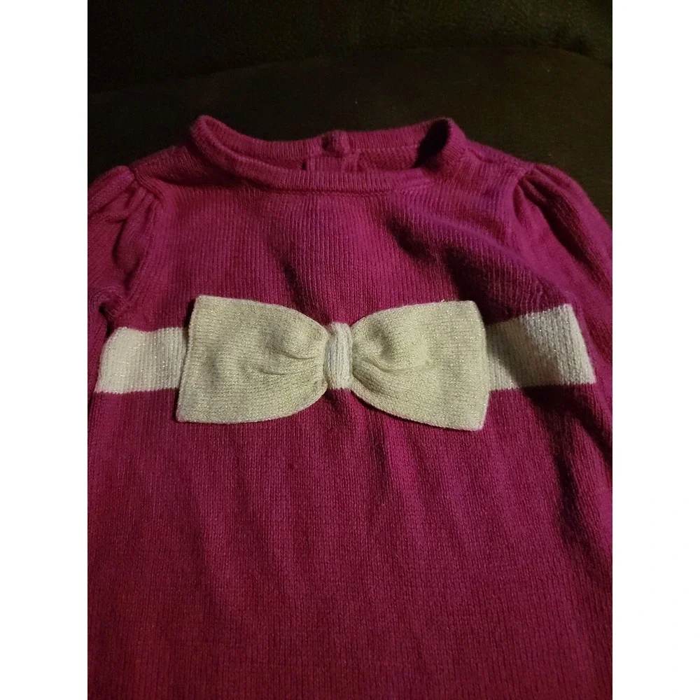 Gymboree layette line bonjour bebe pink dress‎ gold bow size 6 12 months